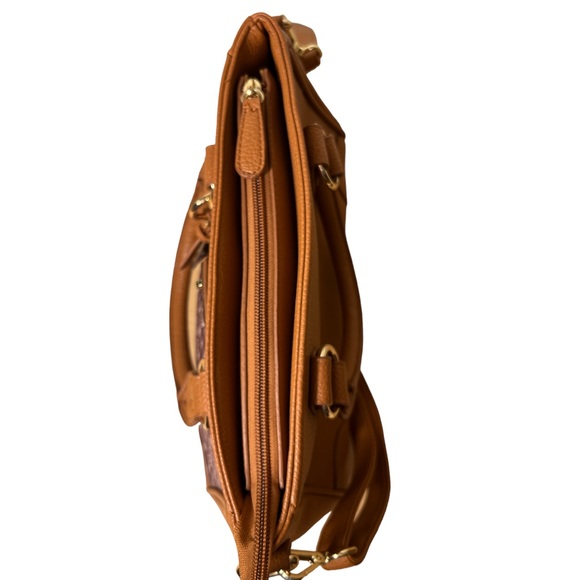 Danbury Mint Personalized JM Initial BrownFaux Leather Handbag - Picture 7 of 16